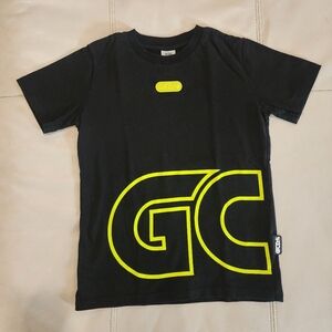 GCDS BOYS T-SHIRT, SIZE 10Y, COLOR BLACK AND FLUORESCENT YELLOW
